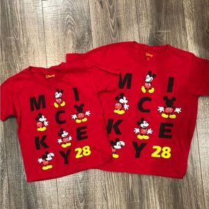 Disney Matching Kids Tee Size 4-5 and 8 Red Mickey Mouse Graphic Tee 2 pcs
